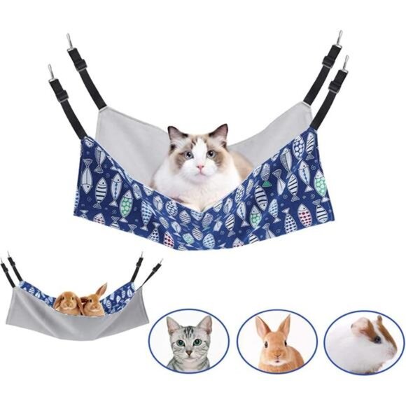 Cat Hammock Bed for Cage - 22x18 inch Adjustable Hanging Cat Bed Reversible - Picture 7 of 8